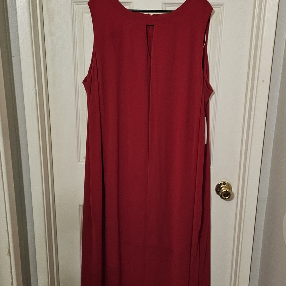 NWT Women's Emma & Michele Layered Sleeveless Watermelon Red Dress Size 3X